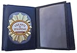 Tiendas LGP - Cartera Portaplaca de Piel - Vigilante de Seguridad, Tarjetero, con Detalle de Bandera de España, Color Negro