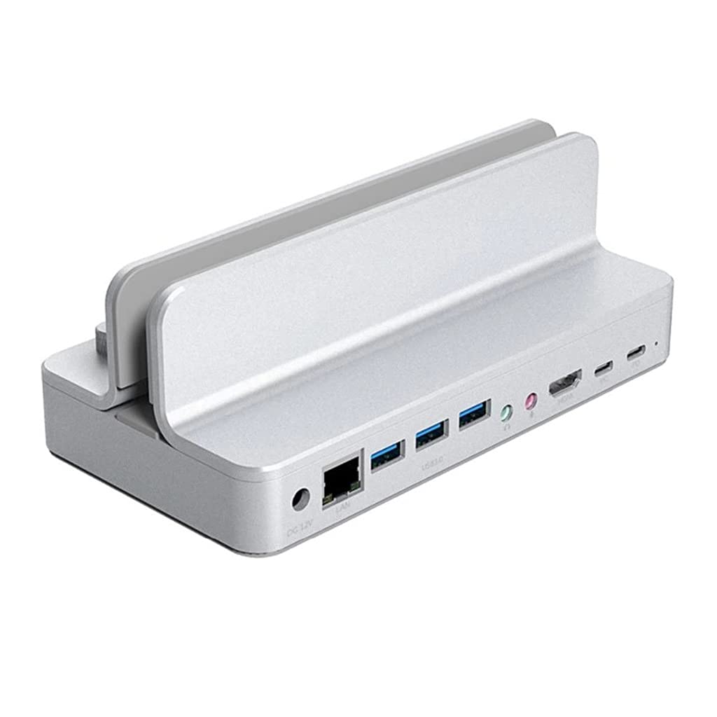 USB C HUB with Adjustable Stand Holder Type C to USB3 0 RJ45 PD Dock HDMI-Compatible Adapter Splitter