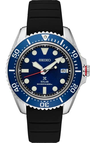 SEIKO PROSPEX Solar Diver's Blue Dial Black Rubber Watch SNE593