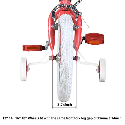 JOYSTAR 18 Inch Kids Bike Front Wheels Replacement with 18 Inch Air Rubber Tire White