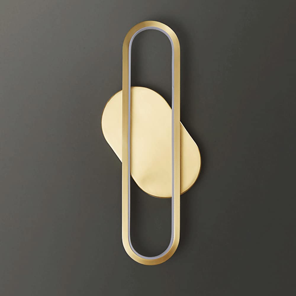 Applique murale en laiton à LED, applique murale à anneau en cuivre avec abat-jour en acrylique blanc, appliques murales de chevet, appliques murales minimalistes modernes pour chambre à coucher, coul
