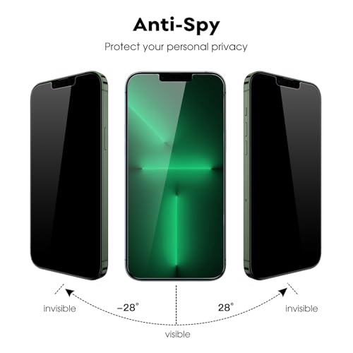 Image of JETech Privacy Screen Protector for iPhone 13 Pro 6.1-Inch with Camera Lens Protector, Anti-Spy Tempered Glass Film, Easy Installation Tool, 2-Pack Each