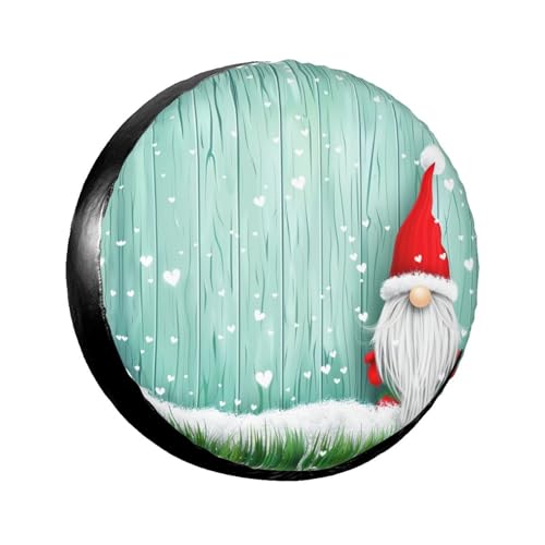 Image of Cute Gnome Snowflakes Spare Tire Cover for Rv Trailer Camper- Cute Xmas Winter Waterproof Wheel Protectors Cover Universal Fit for Truck SUV Travel New Year Outdoor-14 inch