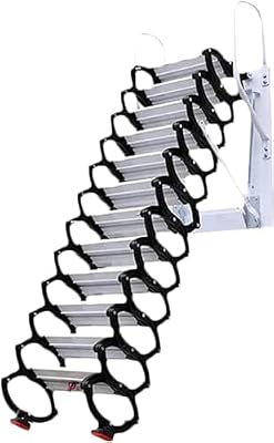 Alloy Attic Access Ladder Concertina Loft Ladder Pull Down Attic Ladder Extended Attic Stairs Space Saving Folding Ladder Telescoping Ladder 660 Lbs
