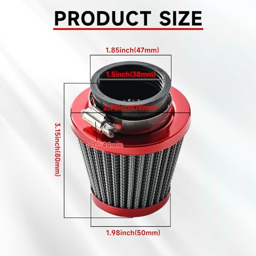 Image of VM22 Carburetor Carb Predator 212 carburetor Throttle Cable Handle Grips and Cable Set 22 mm /0.87 With 38mm Air Filter And 26mm Inlet Pipe Main Jets Kit (Red)