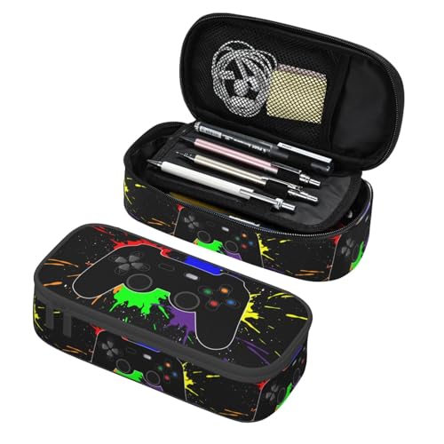 Image of Game Joystick Splash Cool Gamer Pencil Case Big Capacity Storage Pencil Pouch Stationery Bags With Zipper Portable Pen Holder Box Organizer For Boys Kids Student College School Office Supplies