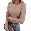 ANRABESS Women Long Sleeve Crewneck Rib Knit Slim Fit Shirts Basic Tee Tops 2025 Casual T-Shirt Going Out Workout Outfits