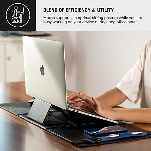 Image of DailyObjects Morph Foldable Desk Mat with Laptop Stand | Large Premium Vegan Leather | Work from Home Solution for Laptop Keyboard and Mouse| Anti-Skid| Anti-Slip| Water Resistant, Scratch Resistant