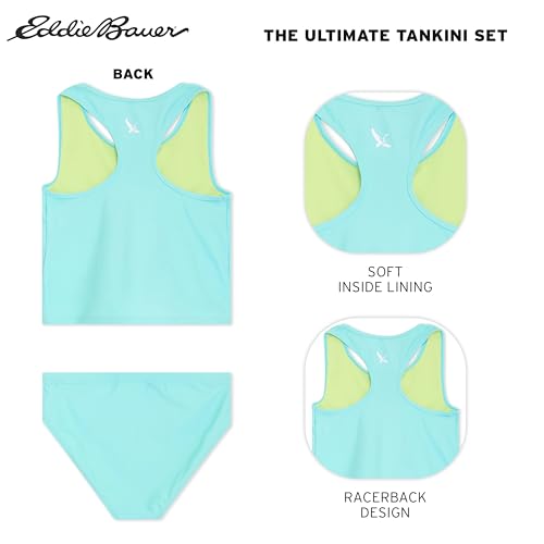 Image of Eddie Bauer Girls' UPF 50+ Swim Bikini Bottom and Racerback Tankini Set