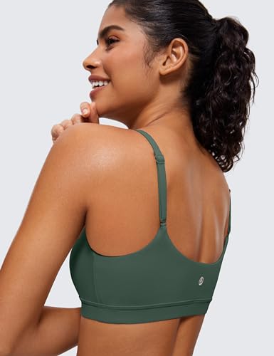 Image of CRZ YOGA Butterluxe Scoop Neck Sports Bras | Light Support, Removable Pads, Yoga, Extremely Soft, U Back, Adjustable Spaghetti Straps, for Women