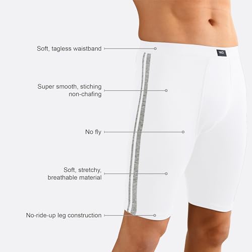 Image of Long Underwear for Men Cotton Long Leg Boxer Briefs for Man Trunks Breathable Innerwear Men's Underwear for Gym Workout Anti Chafing Long Trunks for Man