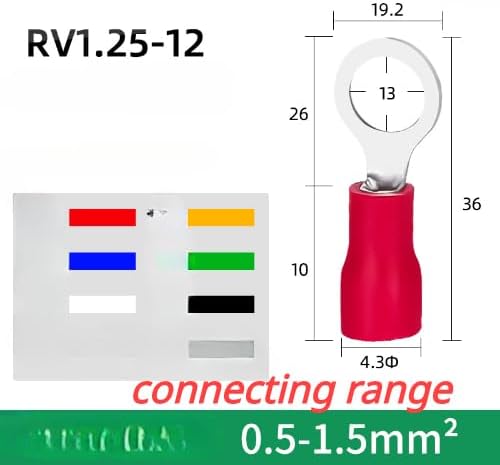 Ring Terminal Electrical Wire Cable Crimp Connector RV1.25-3.2 Insulated Round 2/3.5/5.5/4/5/6/8S Cold Pressing European-Style(G)