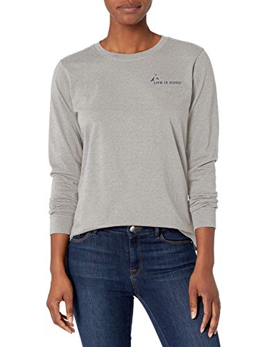Life is Good Womens Long Sleeve Crusher Outdoor Graphic T-Shirt, Positive Heather Gray, XX-Large