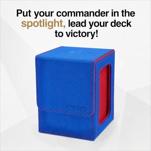 Image of Venssu MTG Deck Box for Commander Display,Card Deck Box Fits 100 Double Sleeved Cards,TCG with 2 Dividers and 1 Toploader (Blue and Red)