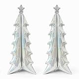 Christmas Tree Balloons Laser Foil Christmas Tree with Star Balloons Large Standing Christmas Balloons Silver Trees Balloons for Christmas-Themed Party Birthday Party Supplies Decorations 2 PCS