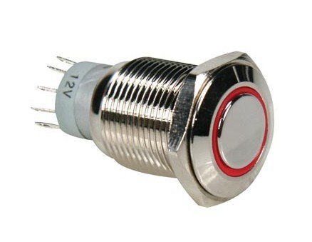 Velleman R1610R SPDT 1NO 1NC Round Metal Red Ring Switch, Multi-Colour