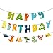 Morices 恐竜 誕生日 パーティー バナー、20枚入り カラフル HAPPY BIRTHDAY 飾り付け ガーランド 恐竜 ペーパーバナー カートゥーン レター 動物 吊り飾り 子供 男の子 写真背景 パーティー装飾