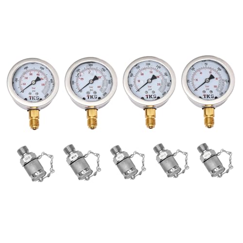 FXEIPOL Hydraulic Pressure Test Kit 10/25/40/60Mpa Hydraulic Pressure Gauges Kit Test Hydraulic Test Gauge Set with Toolbox Hydraulic Test Gauge kit for Testing