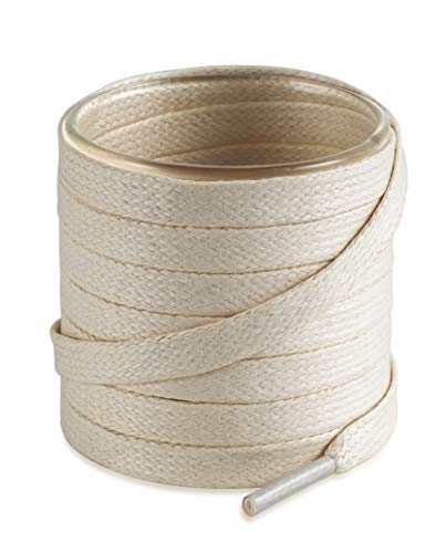 Shoemate Flat Waxed Cotton Shoe Laces for Boots & Dress Shoes, Shoe Strings,Beige, 54'(137cm) 5-Mi...