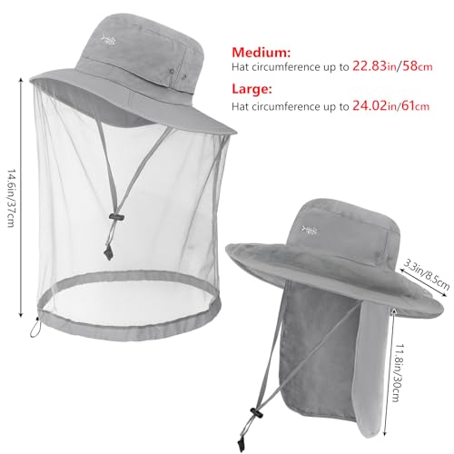 Image of BASSDASH Unisex UPF 50+ Mosquito Net Hat with Neck Flap FH17