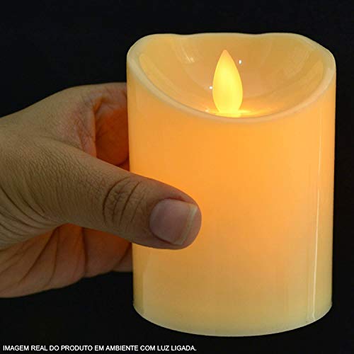 Vela Led Eletrônica Chamejante Amarelo 3 peças CBRN10639