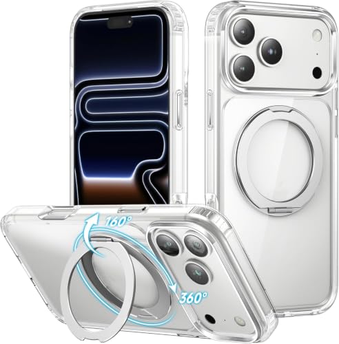 Image of EGOTUDE for iPhone 17 Pro Max /iPhone 18 Pro Max Case | Clear Hard Back Cover with 360 Magnetic Rotate Stand