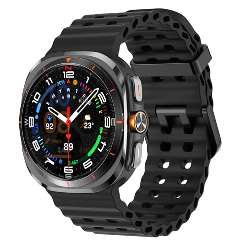 Image of Compatible with Samsung Galaxy Watch Ultra Strap Silicone Ocean Band Soft Replacement Bands for Galaxy Ultra 47mm 2025 2024 Watch Women Men