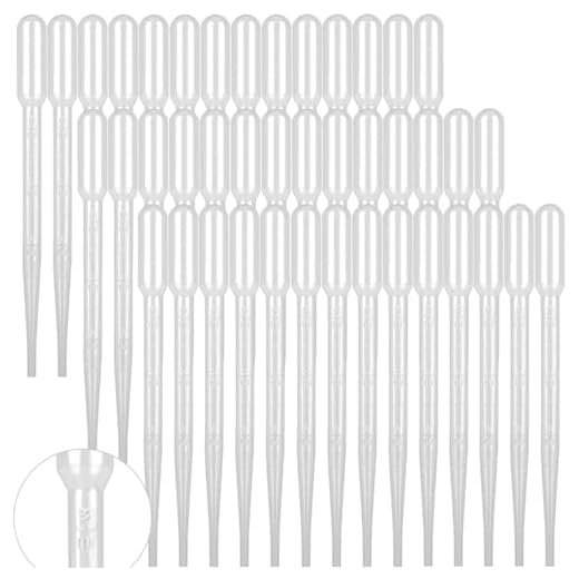 moveland 100 PCS 3ML Dropper Pipettes Essential Oil Transfer, Disposable Plastic Eye Dropper for Science Experiments, Crafting, Makeup Tool