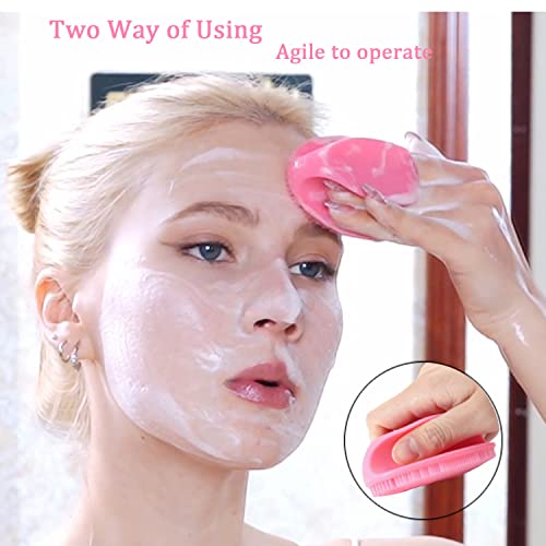 Revex Silicone Face Scrubber,Soft Silicone Facial Cleansing Brush Wash Sponge Massage Pore Blackhead Removing Exfoliating Scrub For Sensitive Greasy Dry And All Kinds Of Skin (Pink+Purple) #TOP4