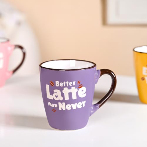 Image of Nestasia Ceramic Coffee Mugs Set of 4 (210ml Each) - Quirky Quotes Tea & Coffee Cups with Glossy Finish | Microwave & Dishwasher Safe Cups - Ideal for Gifting
