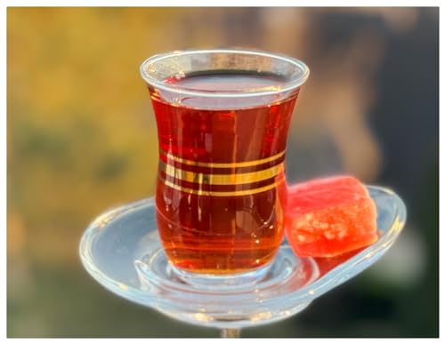 Topkapi Servizio Da Tè Turco Mehtap-Sultan 18 Pezzi - 6 Bicchieri, Sottobicchieri E Cucchiaini