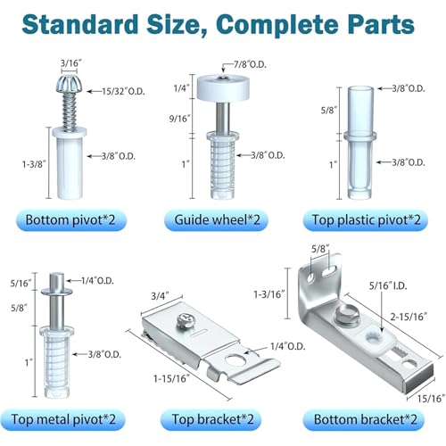 2sets Kit de Reparación para Herrajes de Puertas Bifold Repuestos para Puertas Corredizas de Clóset miniatura 6