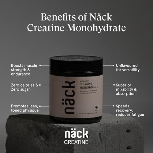 Image of Nack Micronised Creatine Monohydrate | 100% Pure | 83 Servings, Unflavoured| International Informed Choice Certified| Boosts Strength, Energy, Recovery| Rapid Absorption| Zero Sugar & Calories| 250gms