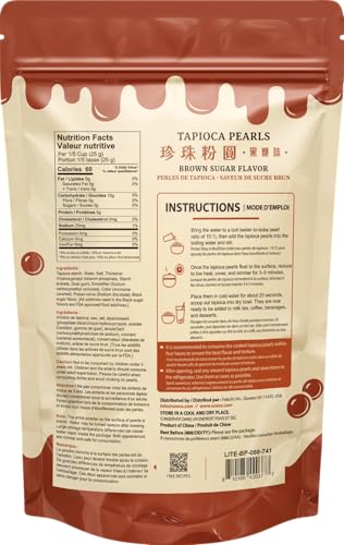 Soeos Boba Pearls, Black Tapioca Pearls 8.8 oz, Black Sugar Flavor Boba Pearls for Bubble Tea, Smoothies & Desserts – Sweet, Chewy, and Ready to Cook