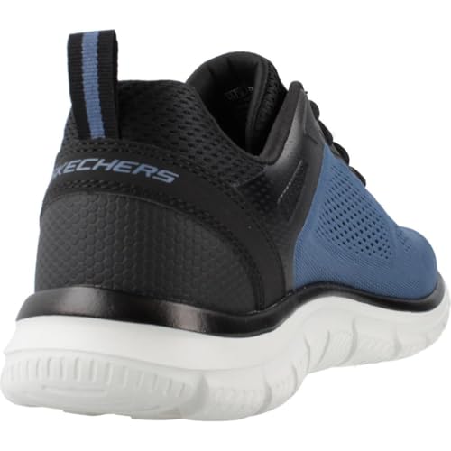 Image of Skechers Men's Track BroaderTrainers, Blue Mesh Pu Black Trim, 9 US