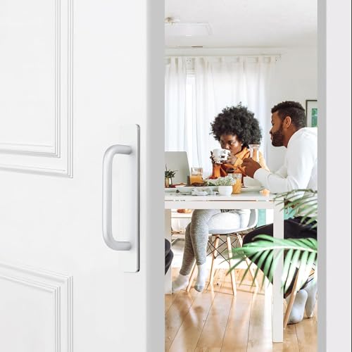 Image of Adhesive Cabinet Handles, Self-Stick Instant Cabinet Handles Alloy No Drilling Push Pull Handles Helper for Kitchen Cabinet Drawer Window Sliding Closet (Silver, 2 Pcs)