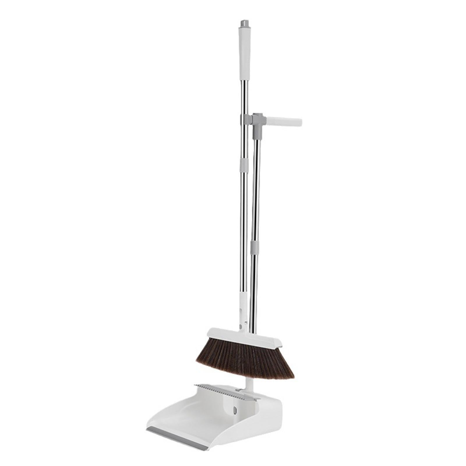 NIBHZ Juego Combinado de Escoba con Recogedor, Juego de Escoba y Recogedor para El Hogar, Escoba de Cocina para Barrer Interior y Exterior, Recogedor,White