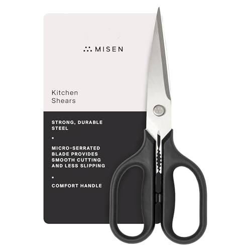 Image of Misen Heavy Duty Kitchen Shears - Stainless Steel, Versatile and Easy Clean Scissors for Meat, Herbs and Veggies - Ambidextrous Comfort Handle - Professional Grade - Black