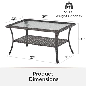 Outdoor Coffee Table - Patio Rattan Wicker Coffee Table with Tempered Glass Top and 2-Tier Storage Outdoor Table for Deck Porch Balcony Garden - Brown Outdoor Coffee Table Patio Rattan Wicker Coffee Table with Tempered Glass Top and 2 Tier Storage Outdoor Table for Deck Porch Balcony Garden Brown