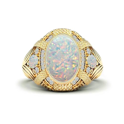 4 Carat Mens Gemstone Ring 10K 14K 18K Real Gold Luxury Oval Cut Gemstone Ring for Mens Engagement Anniversary Wedding Rings for Husband Dad Boyfriend Father’s Day,3ct Center Stone