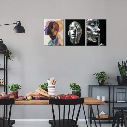 Piy Painting 3 Stück Abstrakt Wandbilder Mit Rahmen, Zahlen Wandbilder Wohnzimmer, Wandkunst Leinwand Malerei, Leinwand Bilder Für Wohnzimmer Schlafzimmer Wanddeko 30 x 40 cm