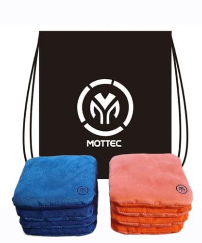 MOTTEC Premium Duo Cornhole Bags 8er Set - Doppelseitig - Turnierqualität - Outdoor Wurfspiel (NavyBlue & Orange)
