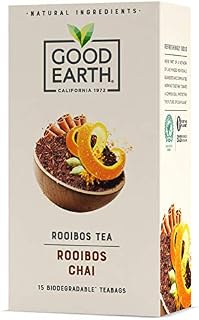 Good Earth - Rooibos Chai Tea - Naturally Caffeine Free  Herbal Tea - Pack of 5 x 15 Biodegradable Teabags