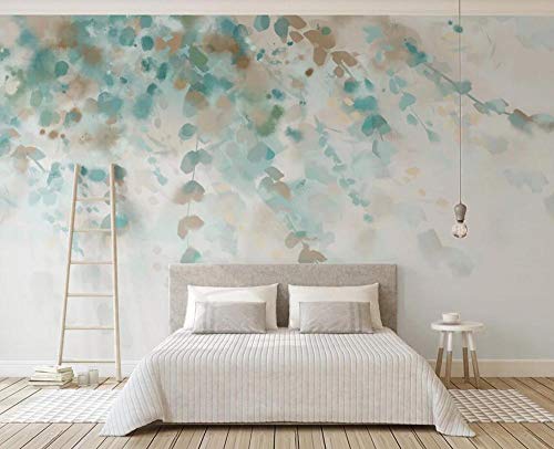 Papier Peint Panoramique 3D Feuilles D'Aquarelle Verte Fraîche Papier Peint Intissé Décoration Murale Cover