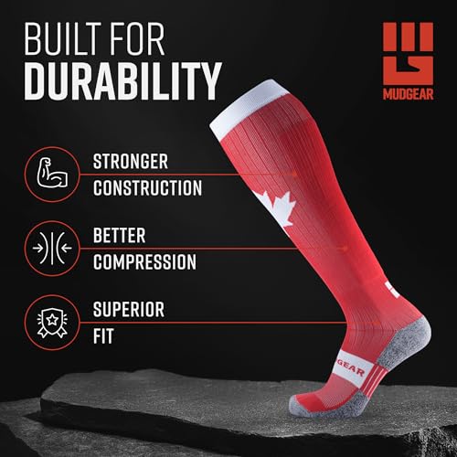 Image of MudGear Graduated Compression Socks, Durable, Sweat-Resistant OCR Performance Socks with Cushioned Footbed, Made in USA