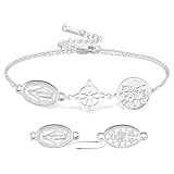 VASSAGO Pulsera Virgen María Nudo de Bruja Tetragrama Pentagrama Pulsera Nudo Celta Colgante Protección Triple Hechicería Amuleto Pagano Joyería Cristiana para Mujeres y Hombres, Einstellbar, Acero