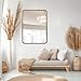 ANDY STAR Brass Mirror Bathroom, 22x30’’ Rounded Rectangle Mirror, Brushed Gold Bathroom Vanity Mirror Non-Rusting SUS304 Metal Tube Frame 1’’ Deep Wall-Mounted Mirrors Vertical/Horizontal