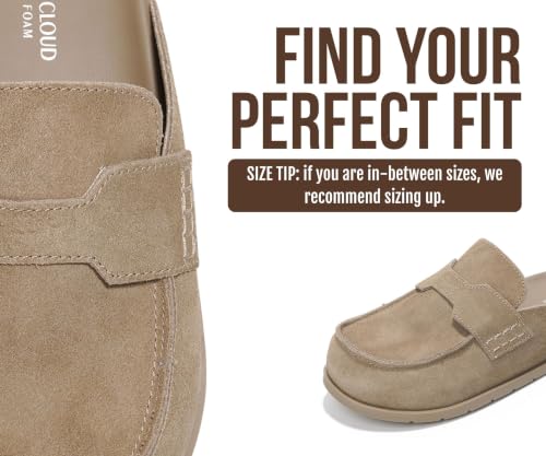 Image of Project Cloud 100% Genuine Leather Womens Clogs - Plush & Soft Insole with Arch Support Non Slip Mules & Clogs for Women Footwear - Water Resistant Women Shoes (Foamy)