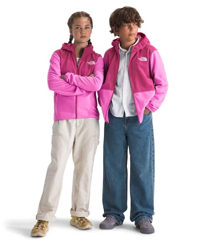 The North Face Teen Glacier Full Zip Hooded Jacket - Lightweight Fleece Hoodie for Boys & Girls Zip Hand Pockets Violet Crocus/Fuchsia Flash Small