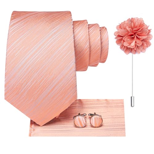 Image of Hi-Tie Men's Silk Ties Formal Woven Classic Necktie Pocket Square Cufflinks Lapel Pin Set Wedding Business